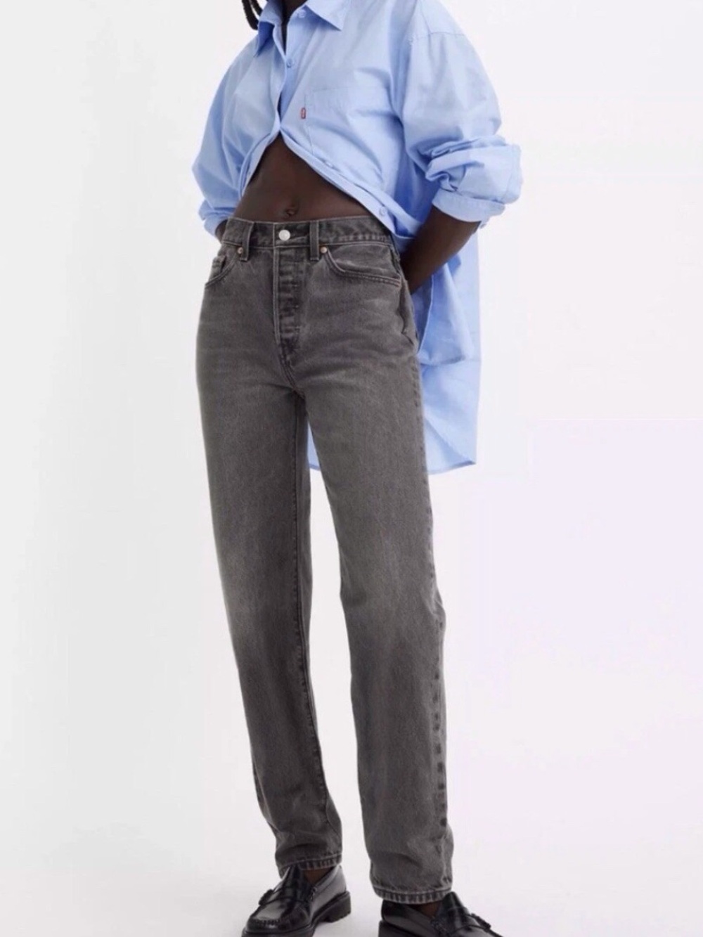 Levi's 501 ‘81 Women’s Front Button Straight Leg High Rise Tapered Charcoal Jean